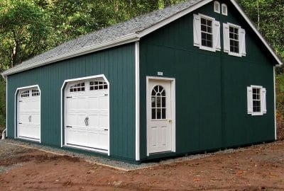 24x32 2-Car 2-Story Garage - A-Frame Roof - Carriage Doors