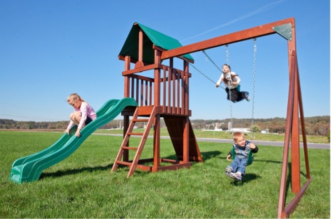 children on playset