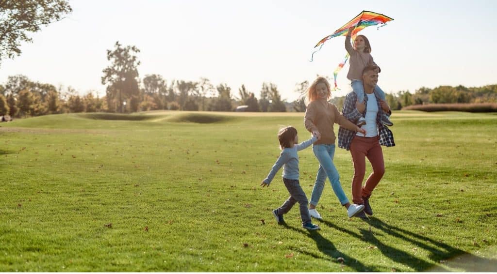 family in backyard