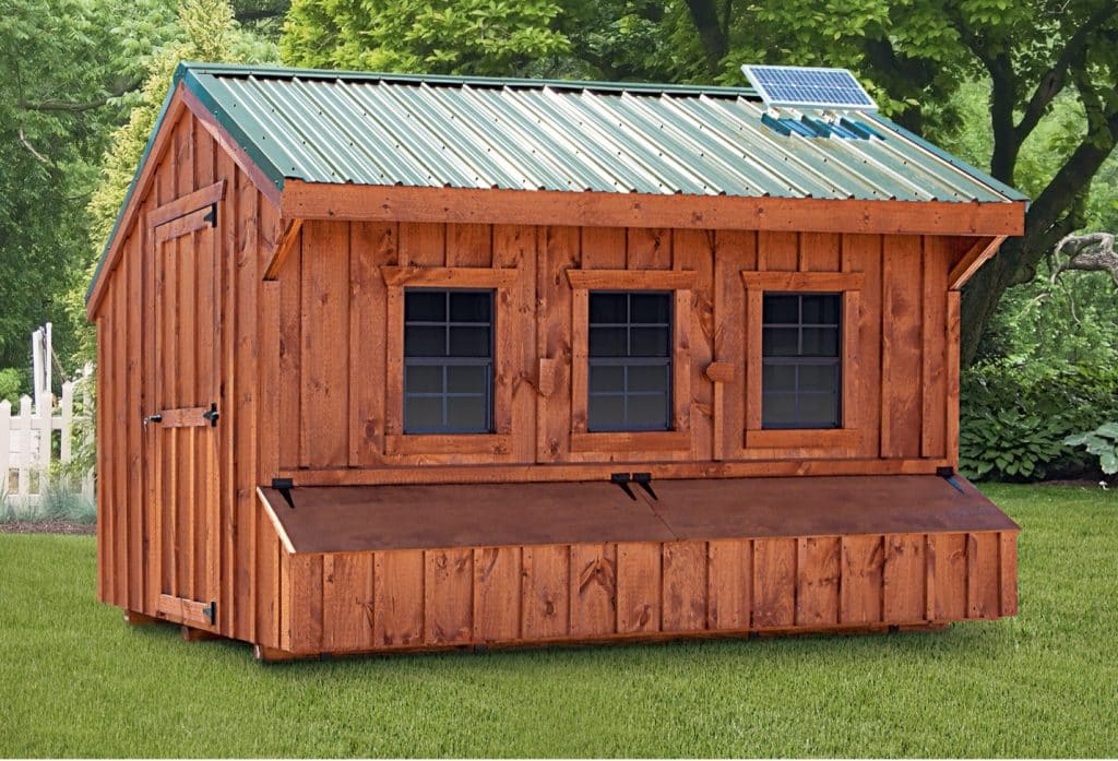 chicken coop with solar panel