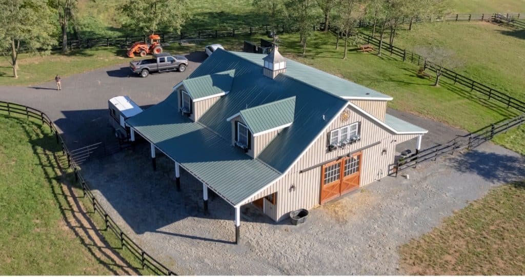 aerial view of barn