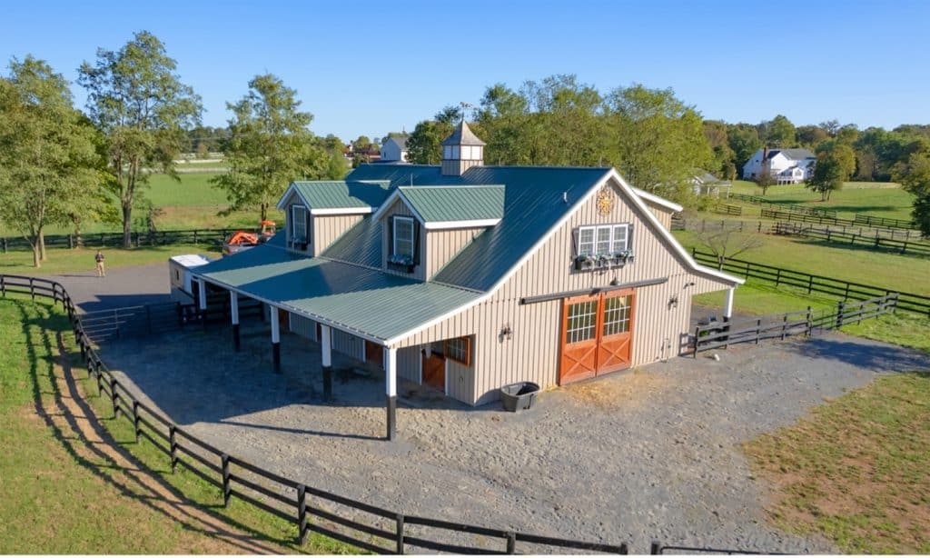 horse barn with fields