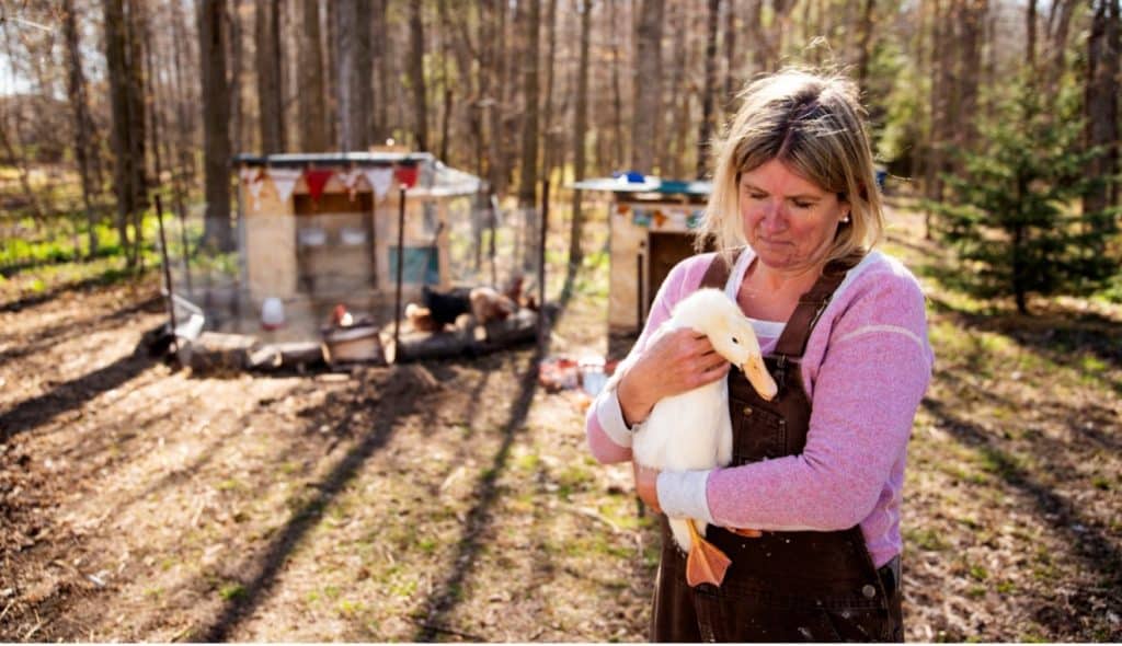 woman holding duck