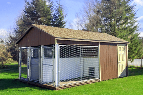 12x20 Three-Box Kennel - Cedar Shingles