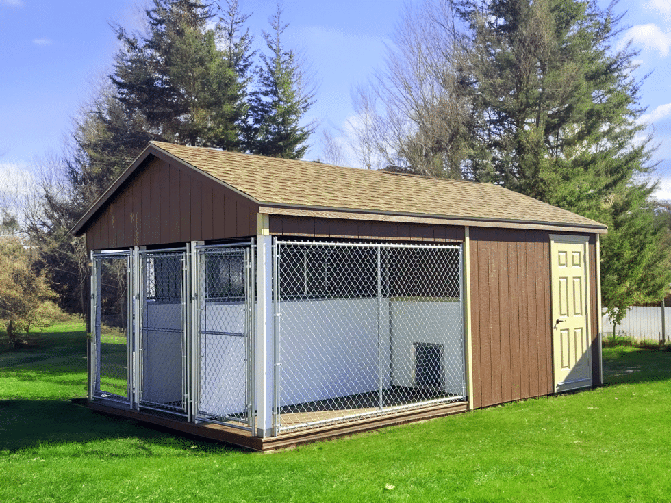 12x20 Three-Box Kennel - Cedar Shingles