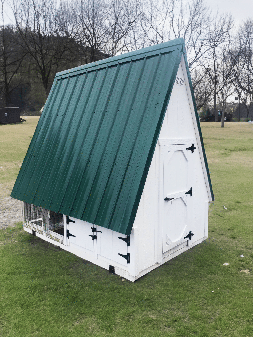 5x8 Steep A-frame Combo - Ivy Green Metal Roof
