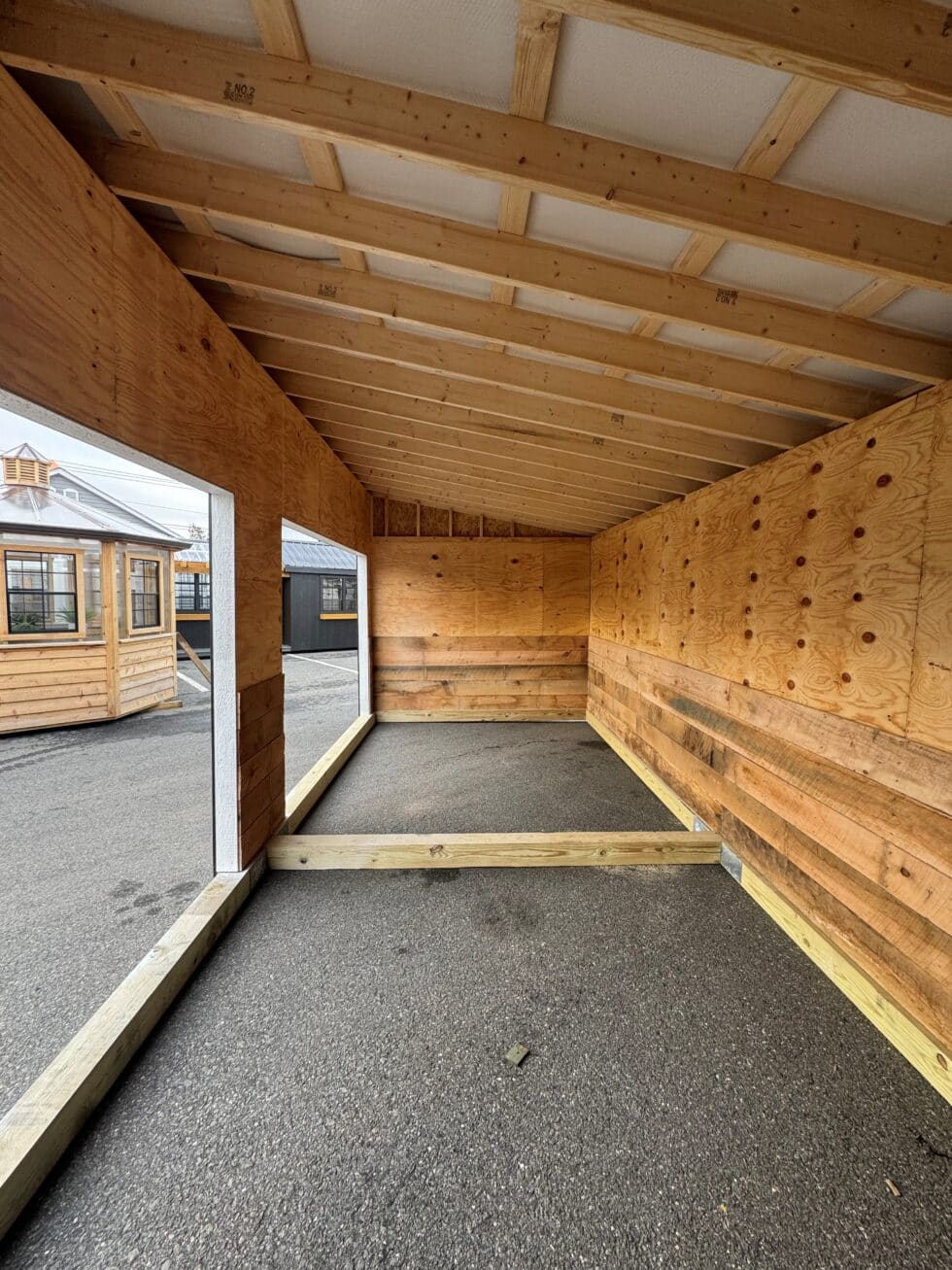 10x24 Lean-to Run-in Shed - Black Metal Roof - Image 2
