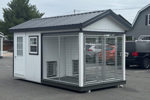 8x16 Two Box Kennel - Metal Roof