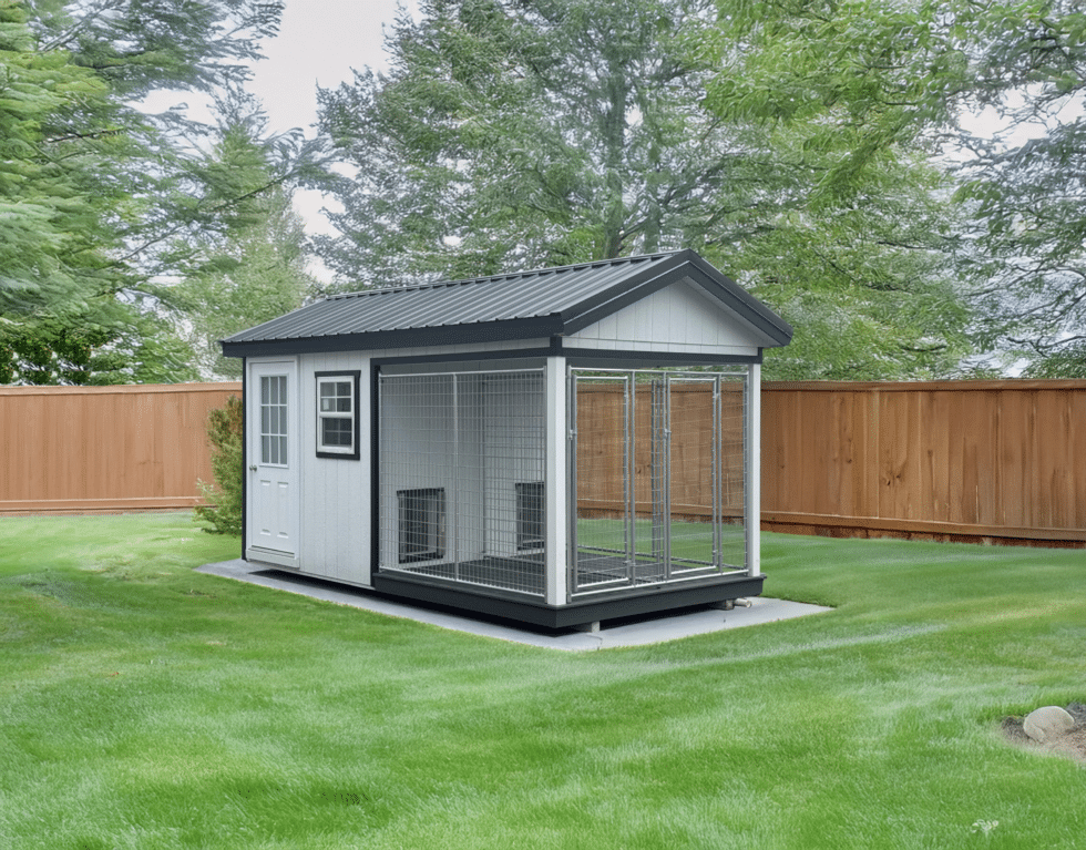 8x16 Two Box Kennel - Metal Roof