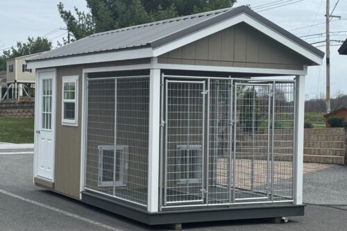 8x16 Two Box Kennel - Charcoal Metal Roof