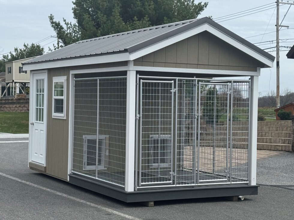 8x16 Two Box Kennel - Charcoal Metal Roof