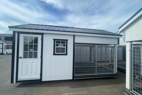 8x16 Two Box Kennel - Black Metal Roof