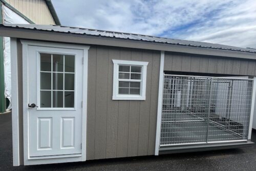 8x16 Two Box Kennel - Charcoal Metal Roof