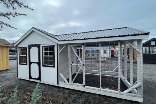 8x20 A-Frame Combo Coop - Black Metal Roof