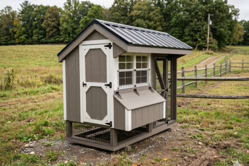 4x8 Quaker Combo Coop - Black Metal Roof - Located in Mooresville, NC