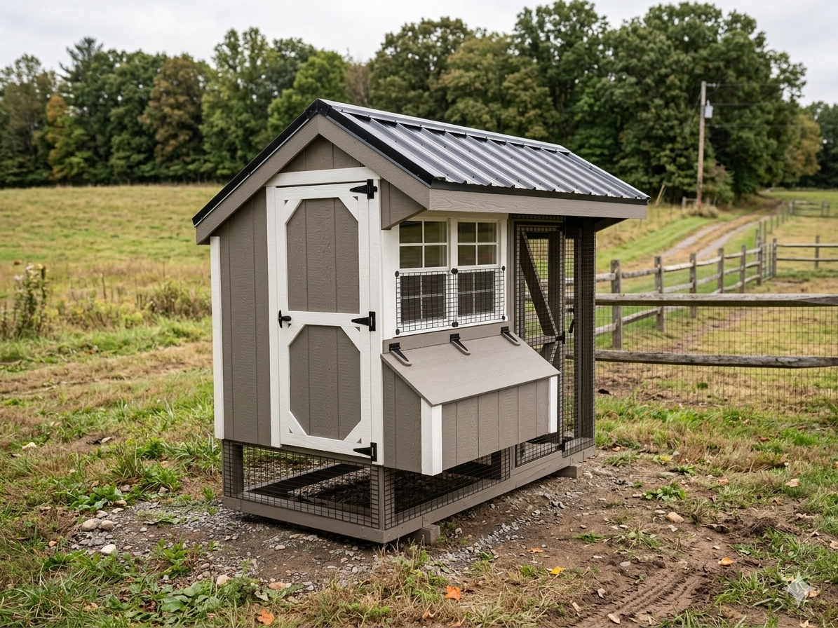 4x8 Quaker Combo Coop - Black Metal Roof - Located in Mooresville, NC