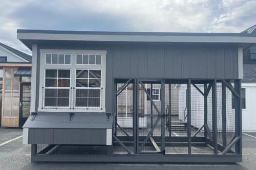 7x16 Lean To Combo Coop - Black Metal Roof