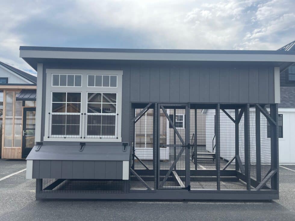 7x16 Lean To Combo Coop - Black Metal Roof