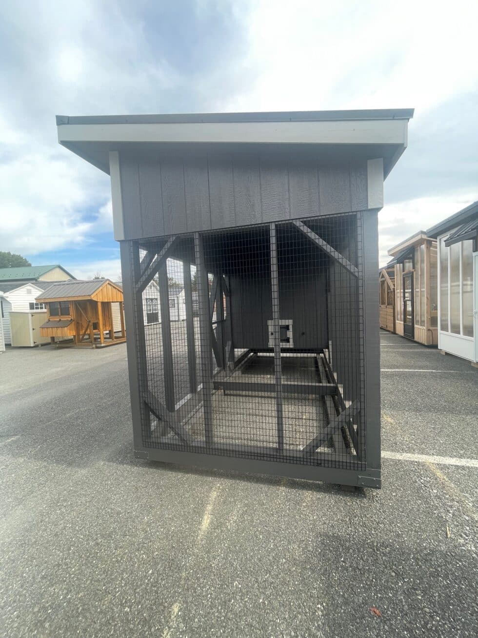 7x16 Lean To Combo Coop - Black Metal Roof - Image 2