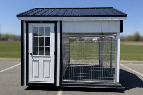 8x10 One Box Kennel - Black Metal Roof - New Style Quiet Close Dog Door - Located in Atglen, PA!