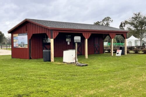 10x32 Shedrow with 10' Overhang - Aiken Grand Prix Shedrow Barn!