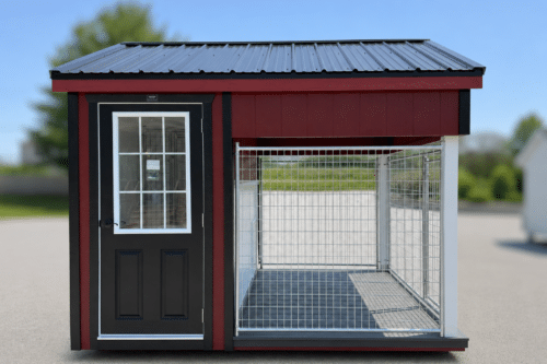 8x10 One Box Kennel - Red with Black Metal Roof - Located in Atglen, PA!