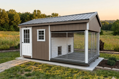 8x16 Two Run Kennel - Charcoal Metal Roof - Located in Atglen, PA