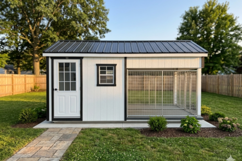 8x16 Two Run Kennel - Black Metal Roof - Located in Atglen, PA