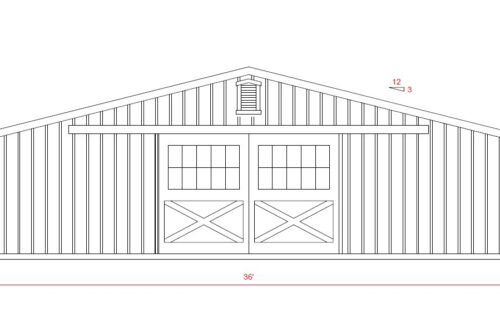 36x30 Low Profile Barn - Black Metal Roof - Located in Mill Hall, PA