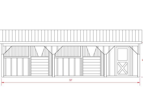 12x32 Shed Row Barn with 10' Overhang - Located in Aiken, SC!