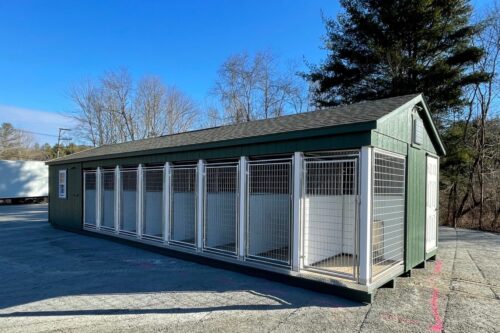 USED 12x42 Commercial (8) Box Kennel with Weather Grey Shingle Roof - Located in Cornwall, CT