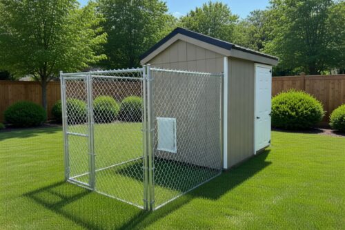 6x8 Economy Dog Kennel w/ 6x8 Exterior Run - Black Metal Roof - Located in Atglen, PA!
