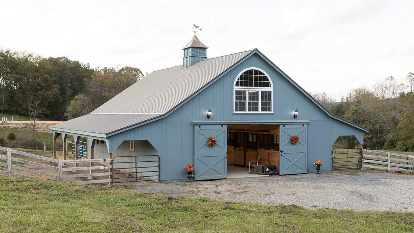 High Profile Modular Barn with 2 8ft Overhang