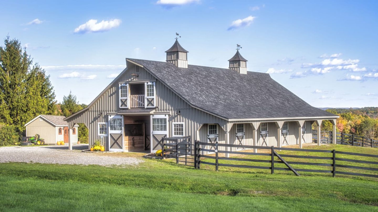 High Profile Modular Barn with 2 8ft Overhang