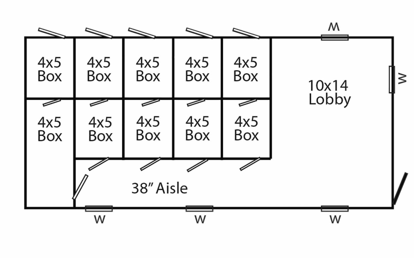 14x30 kennel 5-box layout2