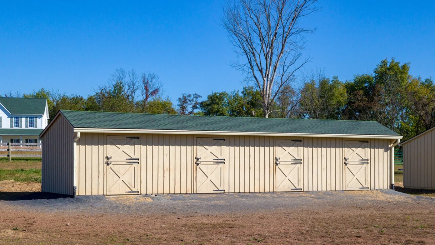 Stall Shedrow Barn with Storage Room