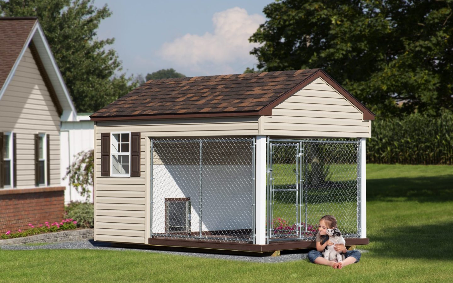 8x12 trad kennel vinyl glasbord in run