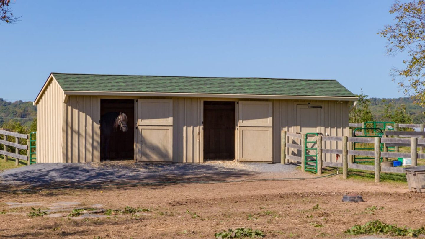 Stall Shedrow Barn with Storage Room